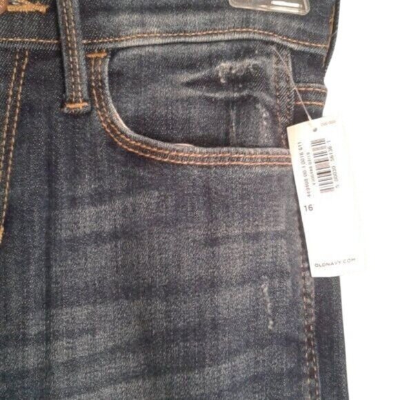 Old Navy Size 16 Jeans Boys Straight Leg Built-In Tough Raw Hem Distressed NEW - Picture 5 of 13